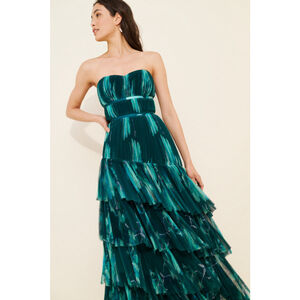 Women's Hutch Green Teal Strapless Tiered Maxi Dress Size 4